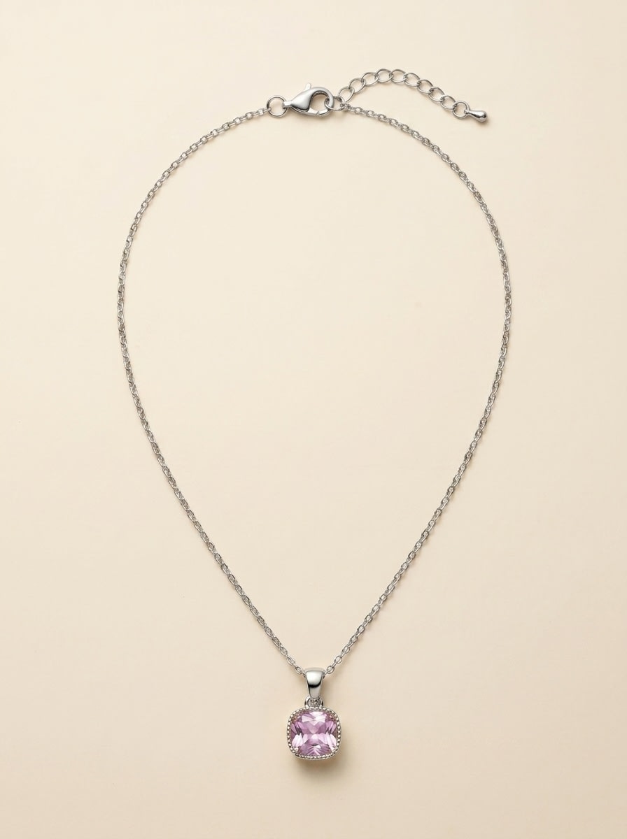 Pink Cushion Stone Necklace - Image 1