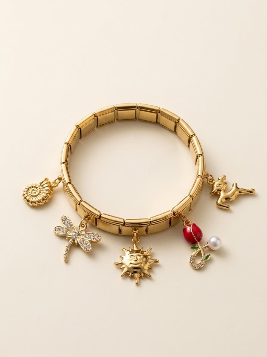 Golden Italian Charm Story Bracelet