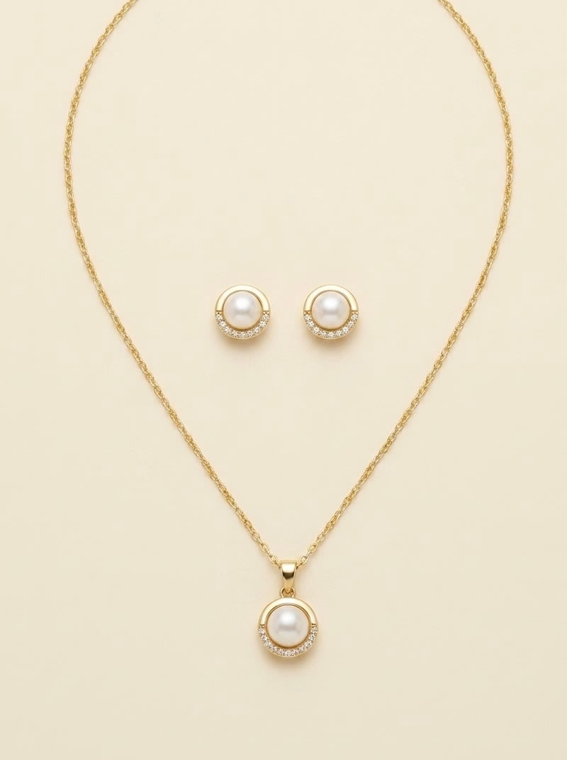 Pearl Bloom Necklace And Stud Set