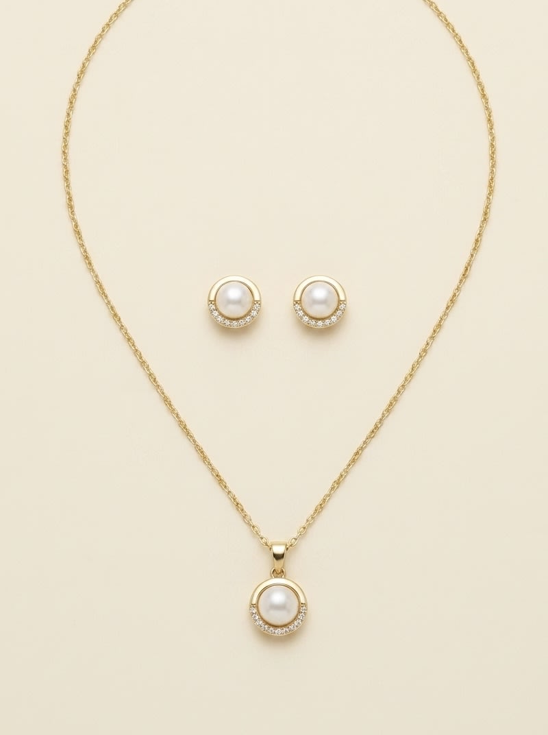 Pearl Bloom Necklace And Stud Set - Image 1