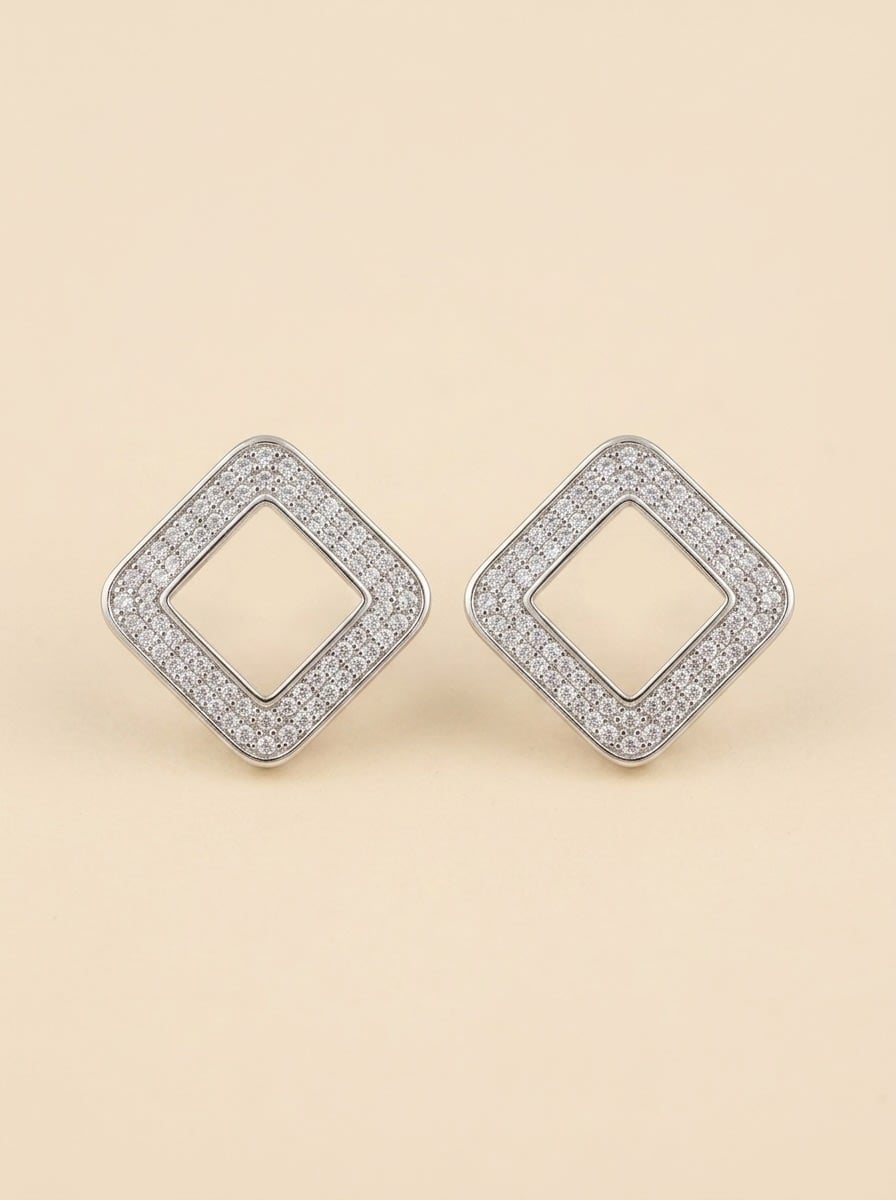 Diamond Frame Pave Earrings