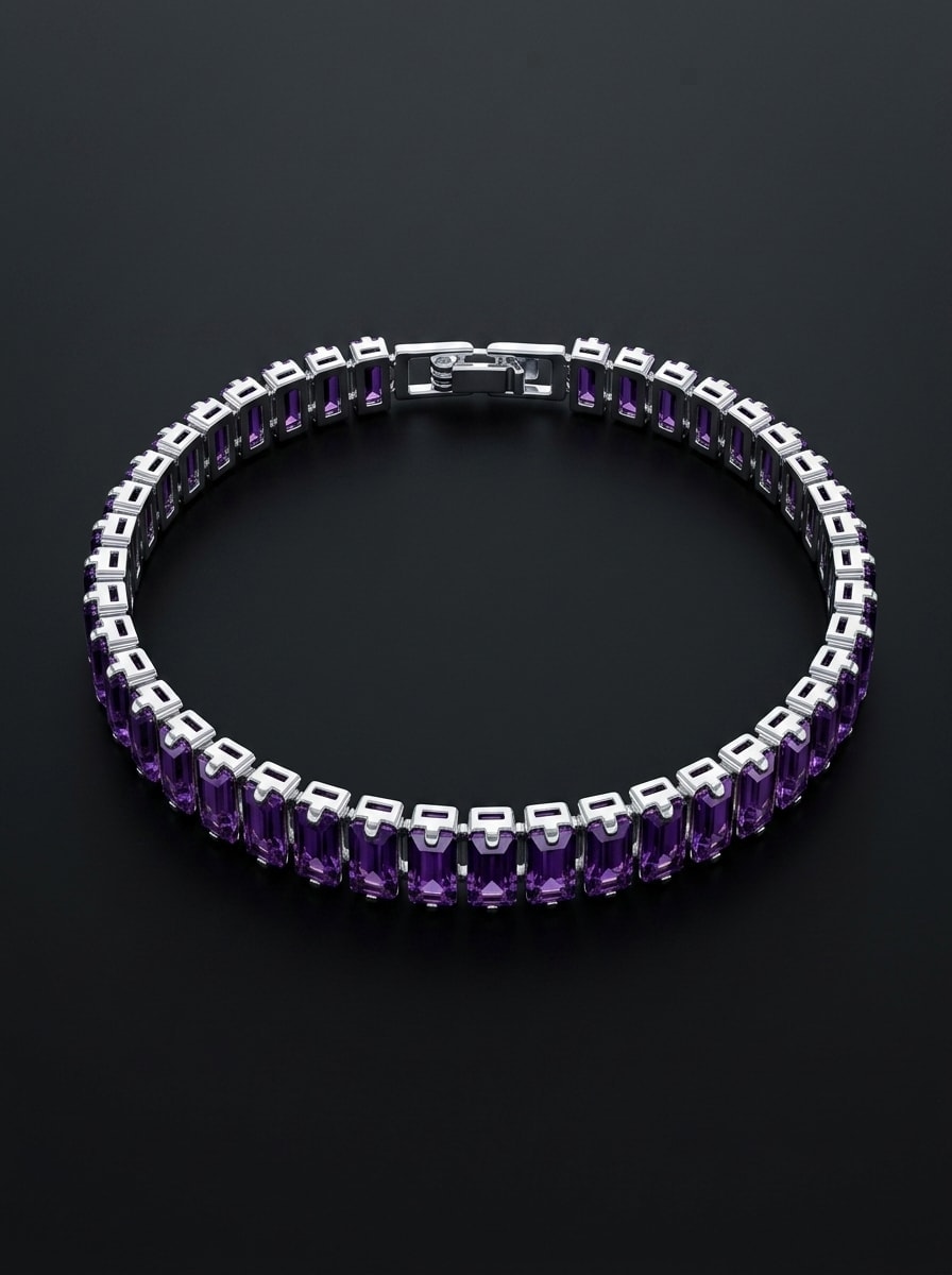 BAGUETTE TENNIS BRACELET (Silver Prong Setting) - Image 1
