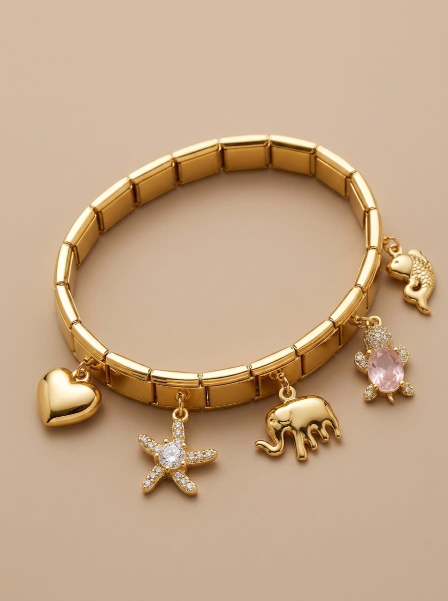 Golden Italian Charm Story Bracelet - Image 1
