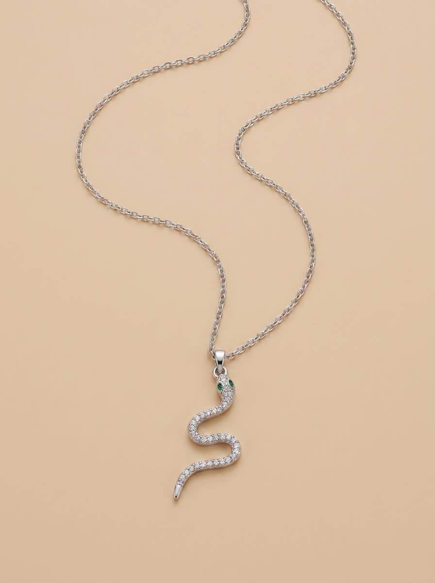 Emerald Eye Snake Necklace - Image 1