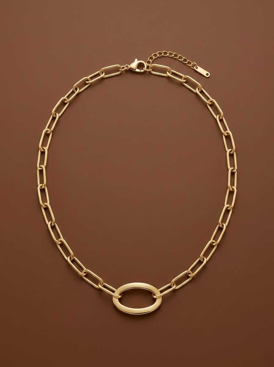Oval Connector Paperclip Necklace