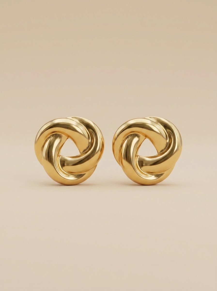 Eternal Knot Gold Earrings - Image 1
