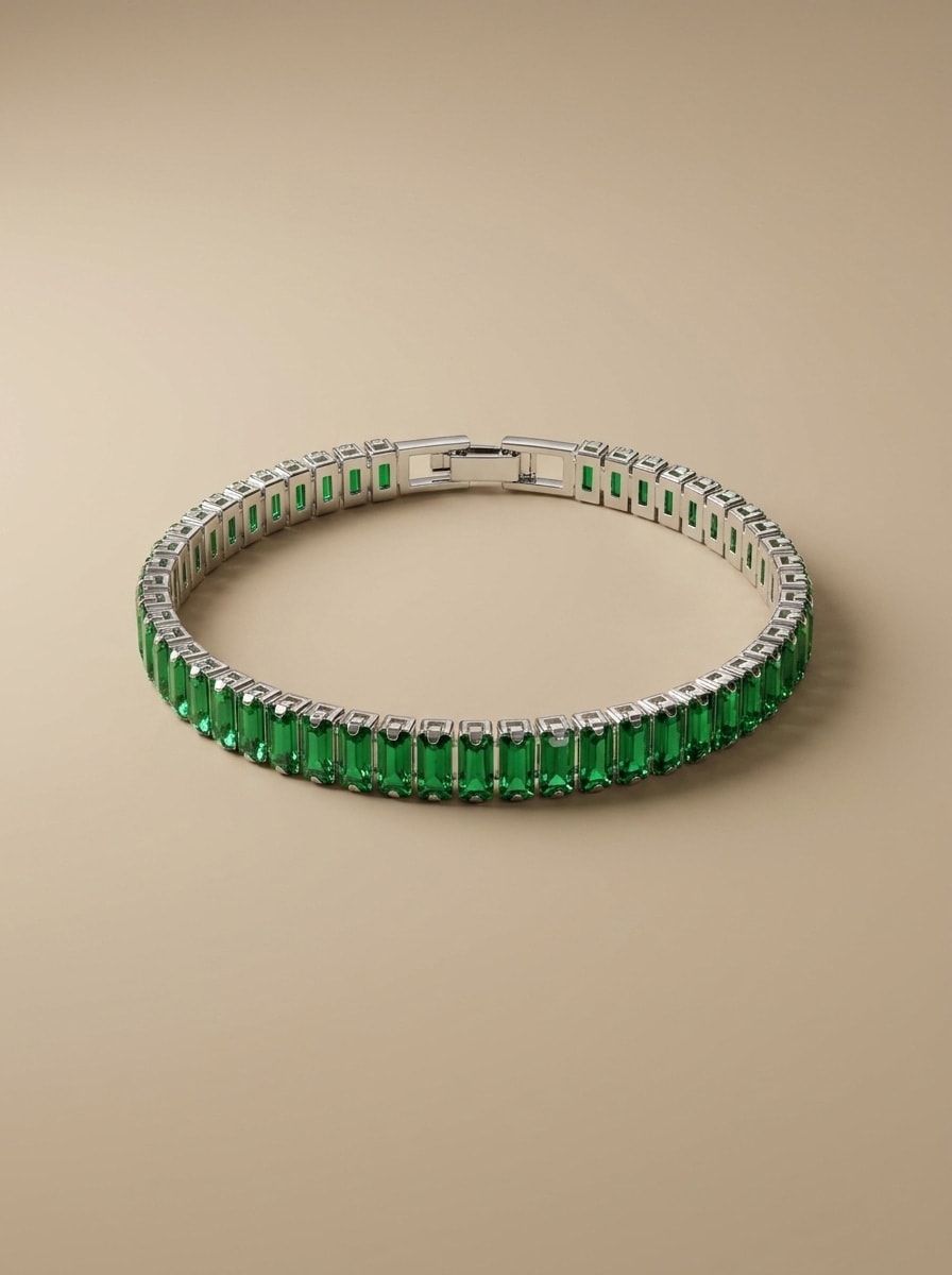 BAGUETTE TENNIS BRACELET (Silver Prong Setting) - Image 1