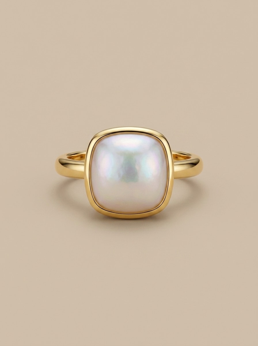 Opaline Cushion Gold Ring - Image 1