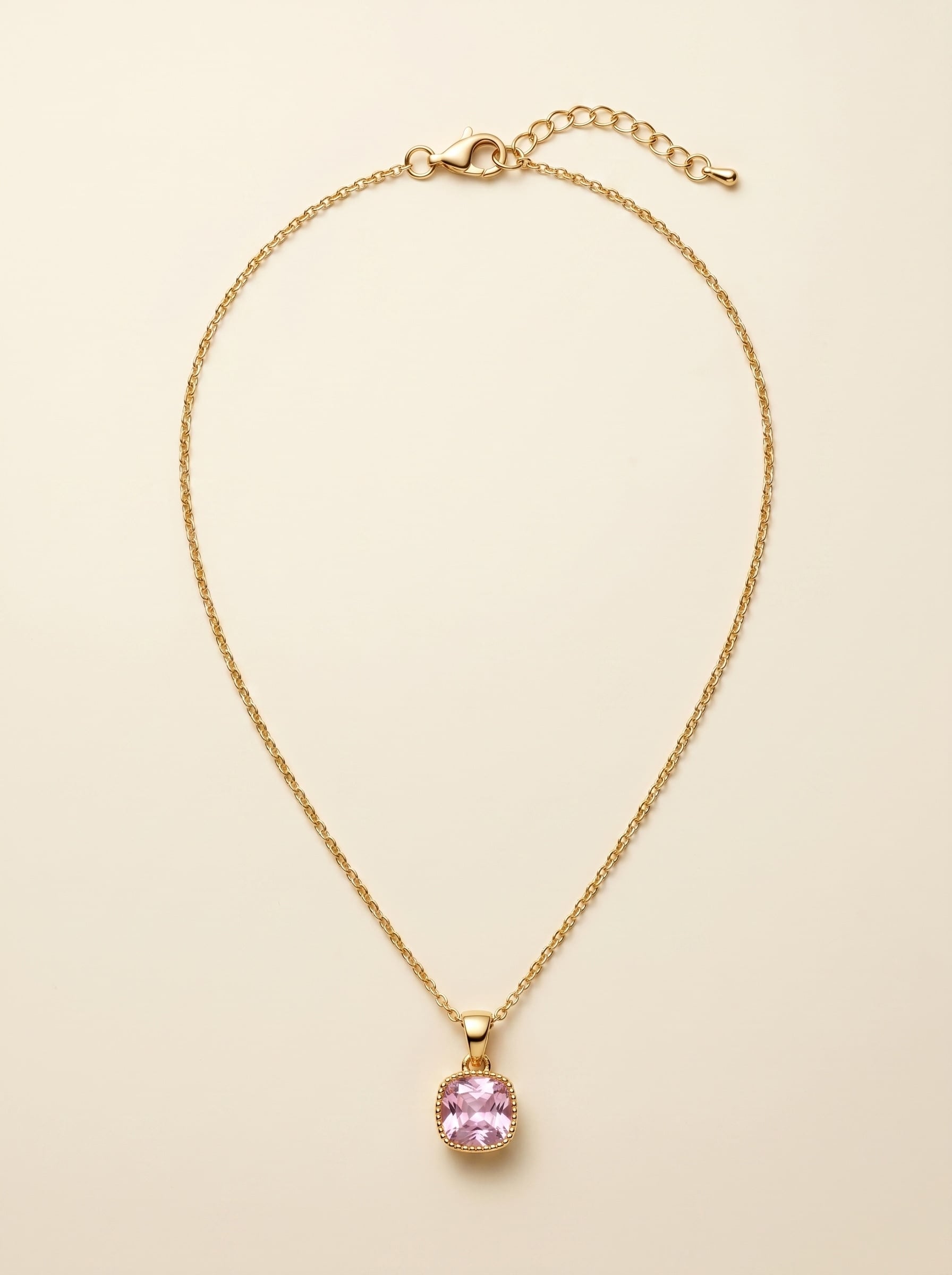 Pink Cushion Stone Necklace