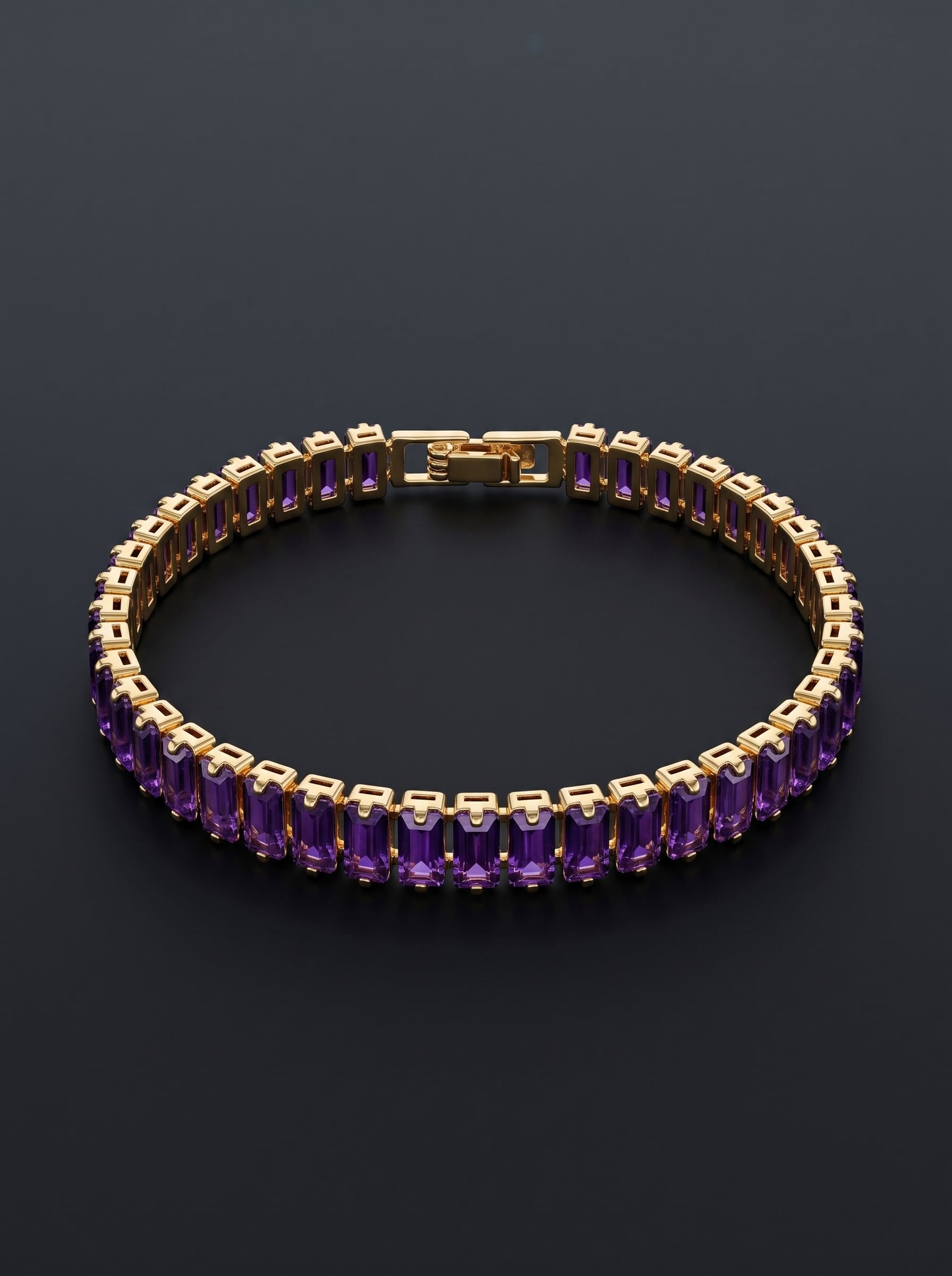 Baguette Tennis Bracelet (Gold prong setting)