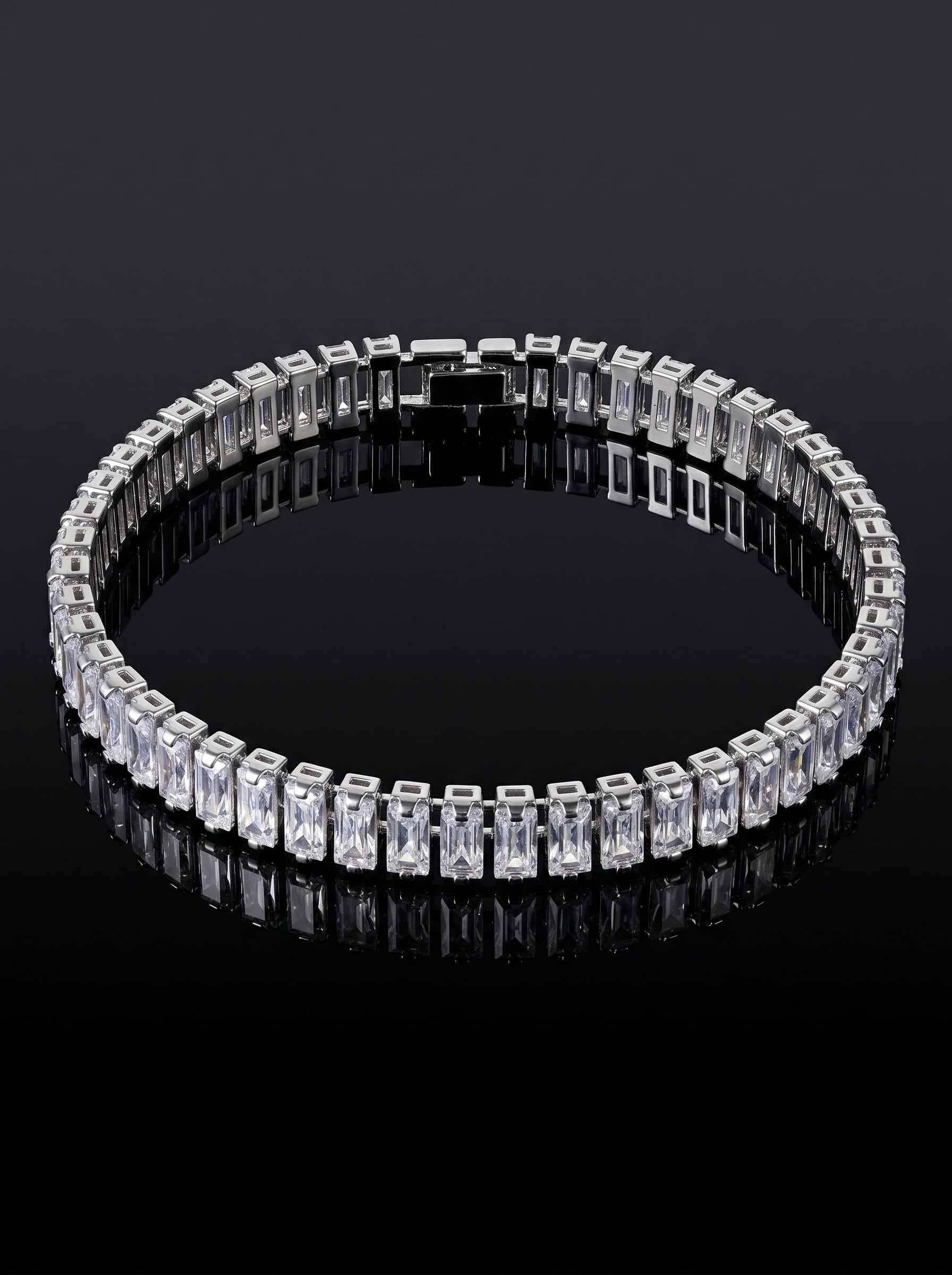 BAGUETTE TENNIS BRACELET (Silver Prong Setting)