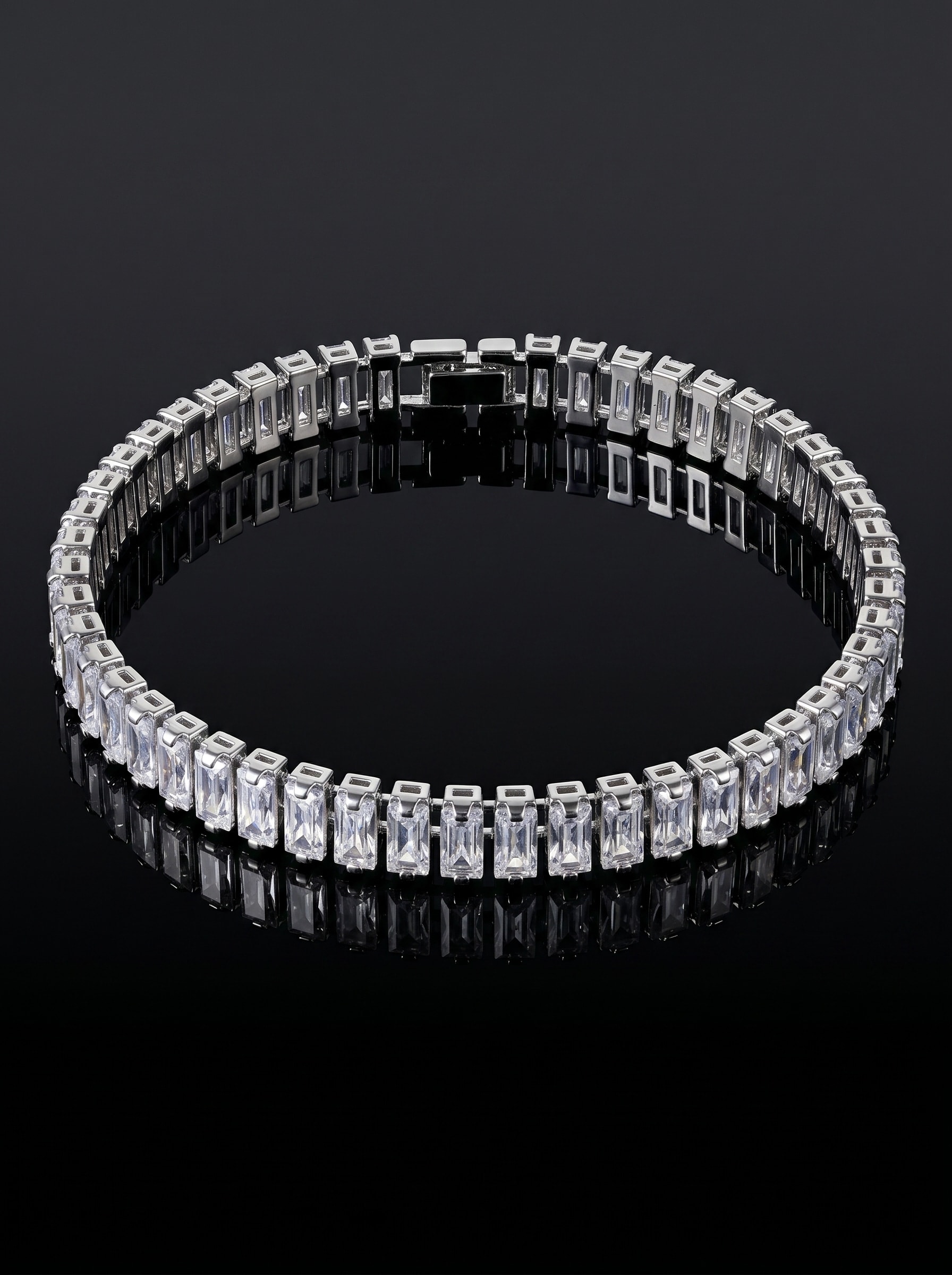 BAGUETTE TENNIS BRACELET (Silver Prong Setting) - Image 1